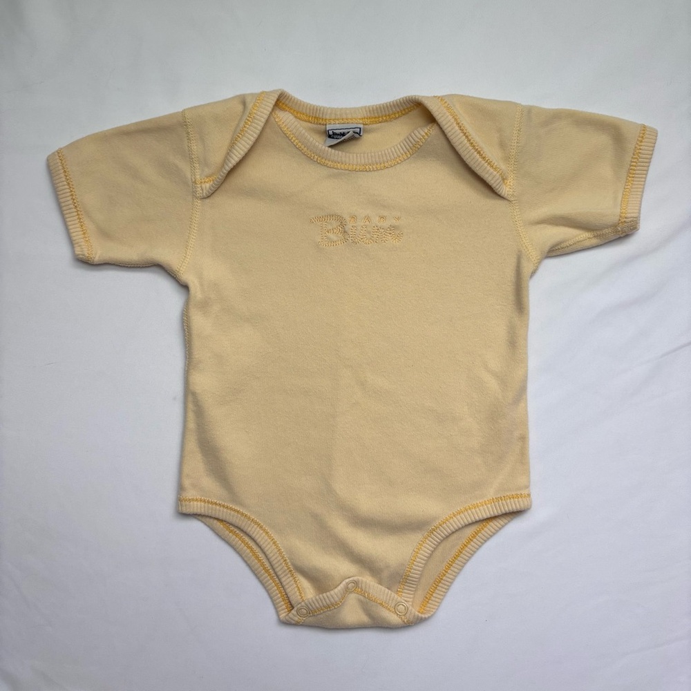 ⭒ 18M VTG Baby B.U.M Pastel Yellow Unisex Cotton Bodysuit Corduroy Trim ⭒